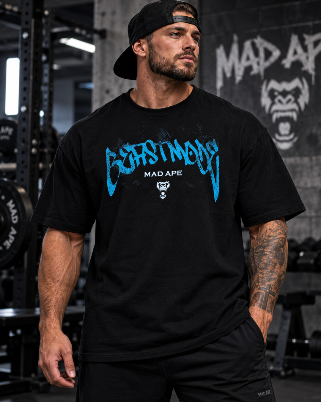 Oversized Graphic Tee - Blue Beast Mode